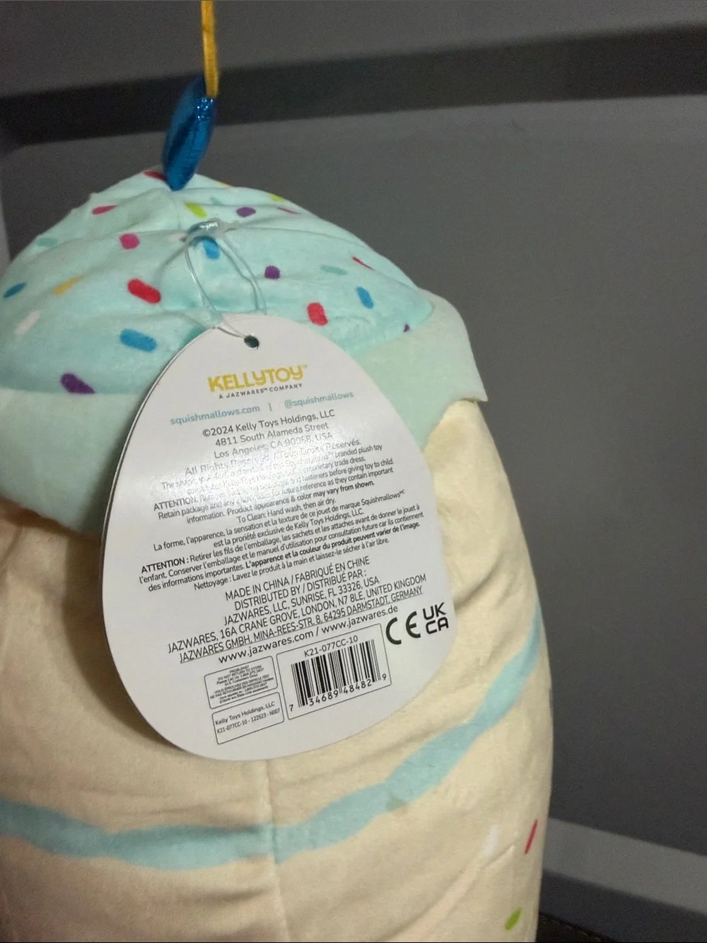 Squishmallows Happy Birthday Plush Cupcake - Light Blue & Cream